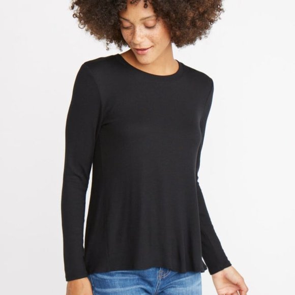 Marine Layer Tinley Tulip Back Top in Black Rib - Picture 1 of 5